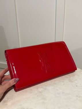 Yves Saint Laurent Glossy Red Patent Leather Clutch